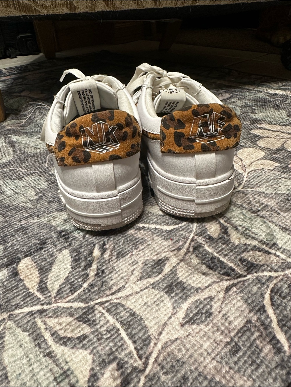 Nike White Sneakers with Leopard Swoosh and Heel Accent airforce - Picture 6 of 8